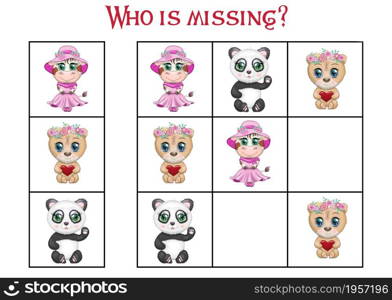 Sudoku game for children with pictures. Kids activity sheet. Cartoon animals.. Sudoku game for children with pictures. Kids activity sheet. Cartoon animal