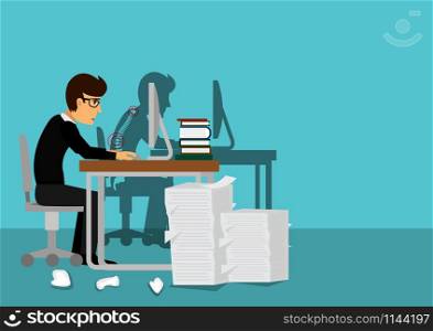 Suffering from Backache. Businessman at Work. illustration