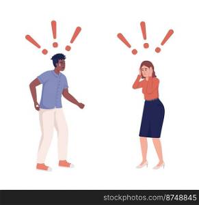 Suffering from shock semi flat color vector characters. Editable figures. Surviving frightening event. Full body people on white. Simple cartoon style illustration for web graphic design and animation. Suffering from shock semi flat color vector characters