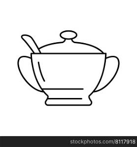 sugar bowl line icon vector. sugar bowl sign. isolated contour symbol black illustration. sugar bowl line icon vector illustration