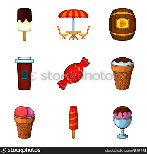 Sugar-candy icons set. Cartoon set of 9 sugar-candy vector icons for web isolated on white background. Sugar-candy icons set, cartoon style