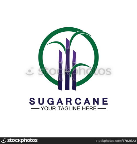 Sugar cane logo icon symbol vector illustration design template