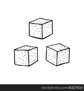 Sugar cubes. Hand drawn sweet lump. Vector illustration.