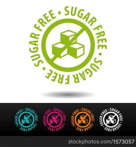 Sugar free badge, logo, icon. Flat vector illustration on white background. Can be used business company.
