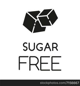 Sugar free glyph icon. Organic food without added sweetener. Product free ingredient. Diabetes prevention for personal healthcare. Silhouette symbol. Negative space. Vector isolated illustration
