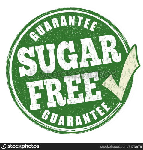 Sugar free sign or stamp on white background, vector illustration