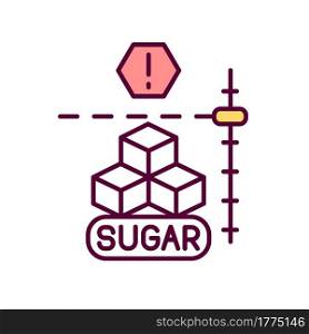 Sugar level RGB color icon. Isolated vector illustration. Decrease sweets consumption. Controlling blood during diabetes. Medical help simple filled line drawing. Sugar level RGB color icon