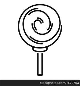 Sugar lollipop icon. Outline sugar lollipop vector icon for web design isolated on white background. Sugar lollipop icon, outline style