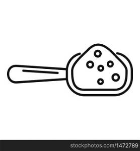 Sugar sack spoon icon. Outline sugar sack spoon vector icon for web design isolated on white background. Sugar sack spoon icon, outline style