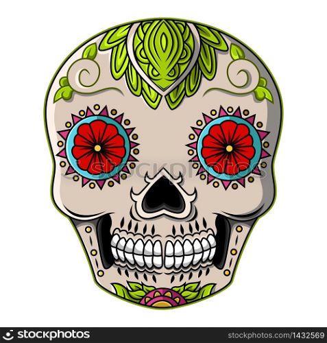 Sugar skull head mascot logo