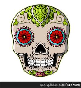 Sugar skull head mascot logo