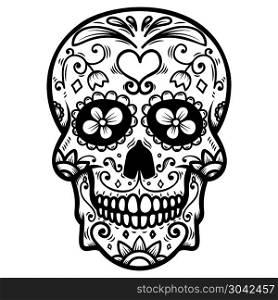 Sugar skull isolated on white background. Day of the dead. Dia de los muertos. Design element for poster, card, banner, print. Vector illustration. Sugar skull isolated on white background. Day of the dead. Dia de los muertos. Design element for poster, card, banner, print.