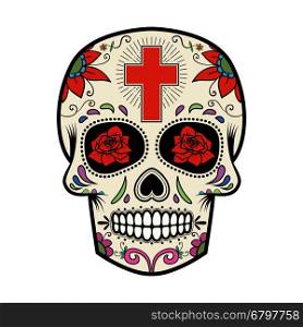 Sugar skull isolated on white background. Day of the dead. Vector illustration.