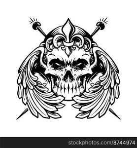Sugar Skull Muertos With Wings Logo Outline vector illustrations for your work logo, merchandise t-shirt, stickers and label designs, poster, greeting cards advertising business company or brands