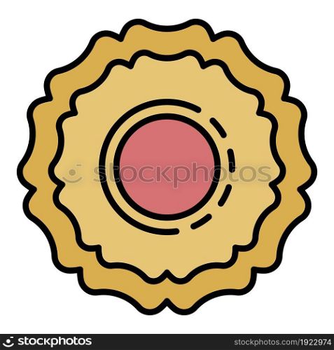 Sugar sweet biscuit icon. Outline sugar sweet biscuit vector icon color flat isolated on white. Sugar sweet biscuit icon color outline vector