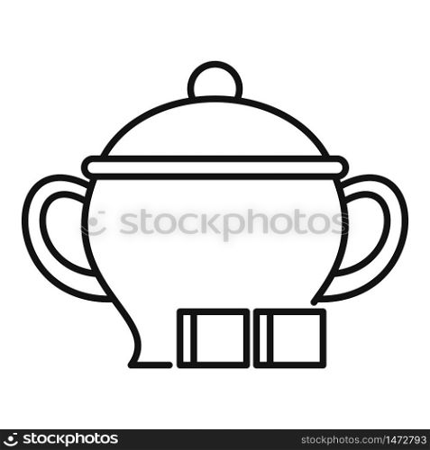 Sugar tea pot icon. Outline sugar tea pot vector icon for web design isolated on white background. Sugar tea pot icon, outline style