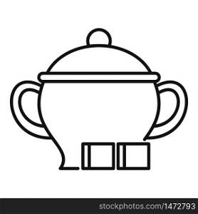 Sugar tea pot icon. Outline sugar tea pot vector icon for web design isolated on white background. Sugar tea pot icon, outline style