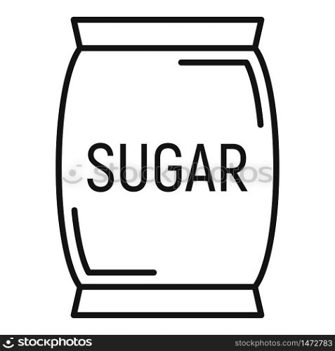 Sugar textile sack icon. Outline sugar textile sack vector icon for web design isolated on white background. Sugar textile sack icon, outline style