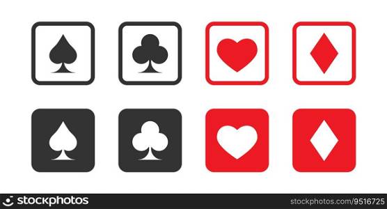 Suit of playing cards. Set of playing card symbols. Vector illustration.