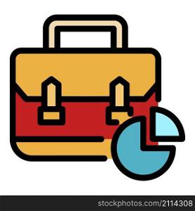 Suitcase and chart icon. Outline suitcase and chart vector icon color flat isolated. Suitcase and chart icon color outline vector
