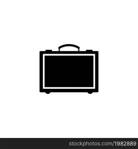 Suitcase. Flat Vector Icon. Simple black symbol on white background. Suitcase Flat Vector Icon