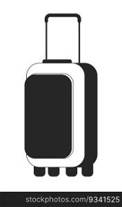 Suitcase for travel flat monochrome isolated vector object. Luggage storage. Journey abroad. Editable black and white line art drawing. Simple outline spot illustration for web graphic design. Suitcase for travel flat monochrome isolated vector object