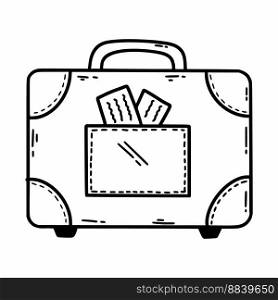 Suitcase for traveling. Icon. Vector illustration of doodles.