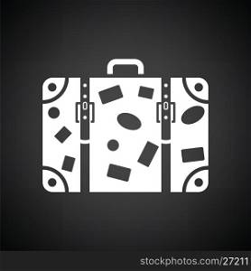 Suitcase icon. Black background with white. Vector illustration.