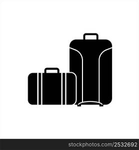 Suitcase Icon, Hard, Soft Case Luggage Vector Art Illustration