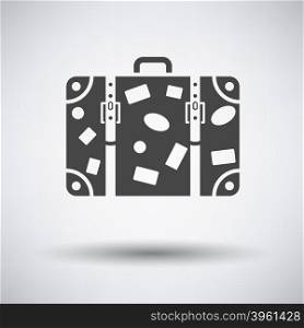 Suitcase icon on gray background with round shadow. Vector illustration.. Suitcase icon