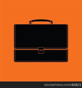 Suitcase icon. Orange background with black. Vector illustration.