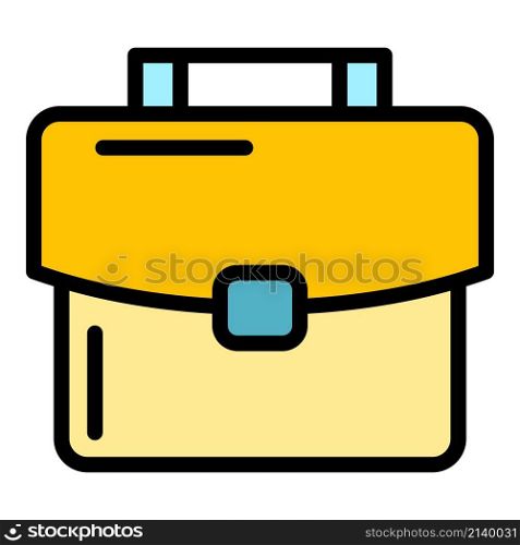 Suitcase icon. Outline suitcase vector icon color flat isolated. Suitcase icon color outline vector