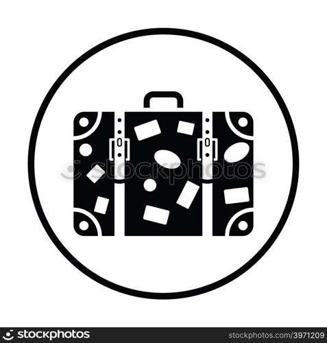 Suitcase icon. Thin circle design. Vector illustration.