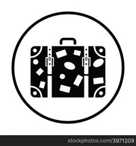 Suitcase icon. Thin circle design. Vector illustration.