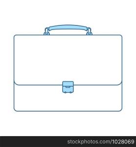 Suitcase Icon. Thin Line With Blue Fill Design. Vector Illustration.
