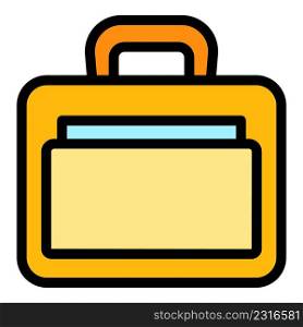 Suitcase laptop bag icon. Outline suitcase laptop bag vector icon color flat isolated. Suitcase laptop bag icon color outline vector