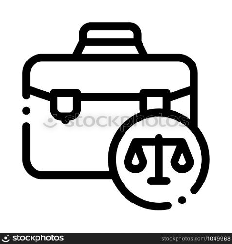 Suitcase Law And Judgement Icon Vector Thin Line. Contour Illustration. Suitcase Law And Judgement Icon Vector Illustration