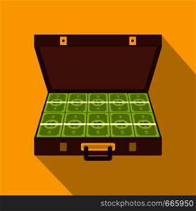Suitcase money icon. Flat illustration of suitcase money vector icon for web. Suitcase money icon, flat style