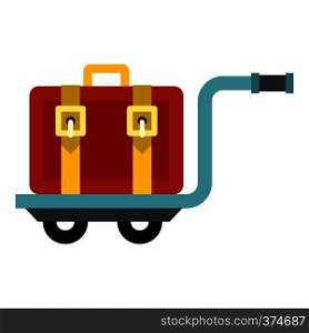 Suitcase on a cart icon. Flat illustration of suitcase vector icon for web design. Suitcase on a cart icon, flat style
