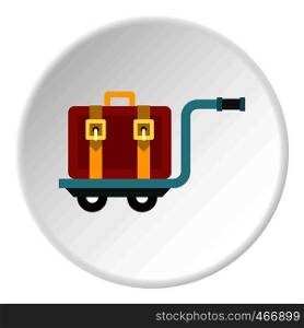 Suitcase on a cart icon in flat circle isolated vector illustration for web. Suitcase on a cart icon circle