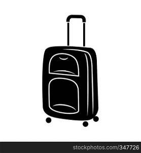 Suitcase on wheels icon in simple style isolated on white background. Travel and leisure symbol. Suitcase on wheels icon, simple style