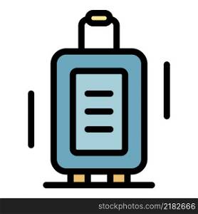Suitcase on wheels icon. Outline suitcase on wheels vector icon color flat isolated. Suitcase on wheels icon color outline vector
