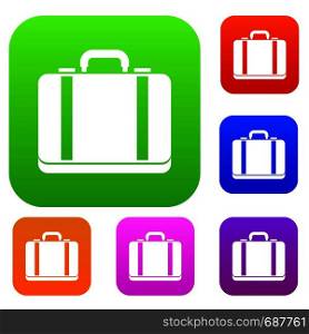 Suitcase set icon in different colors isolated vector illustration. Premium collection. Suitcase set collection