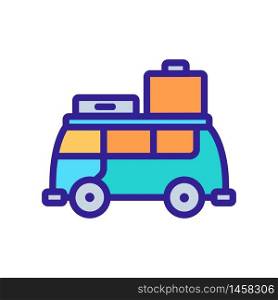 suitcase stuff by bus icon vector. suitcase stuff by bus sign. color symbol illustration. suitcase stuff by bus icon vector outline illustration