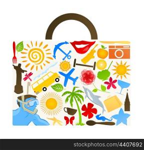 Suitcase. Suitcase for travel collected from subjects. A vector illustration