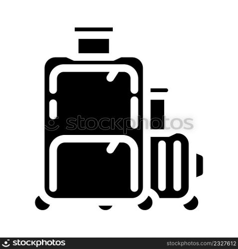 suitcase traveler baggage glyph icon vector. suitcase traveler baggage sign. isolated contour symbol black illustration. suitcase traveler baggage glyph icon vector illustration