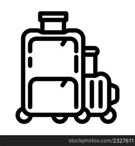 suitcase traveler baggage line icon vector. suitcase traveler baggage sign. isolated contour symbol black illustration. suitcase traveler baggage line icon vector illustration