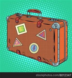 Suitcase traveler Luggage pop art retro style. Travel and tourism. Suitcase traveler Luggage