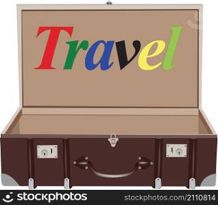 suitcase trip departure unknown expense. old leather suitcase ready for departure-