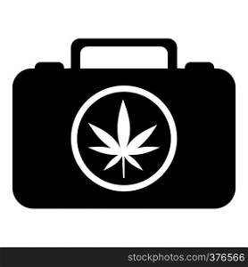 Suitcase with marijuana icon. Simple illustration of suitcase with marijuana vector icon for web. Suitcase with marijuana icon, simple style